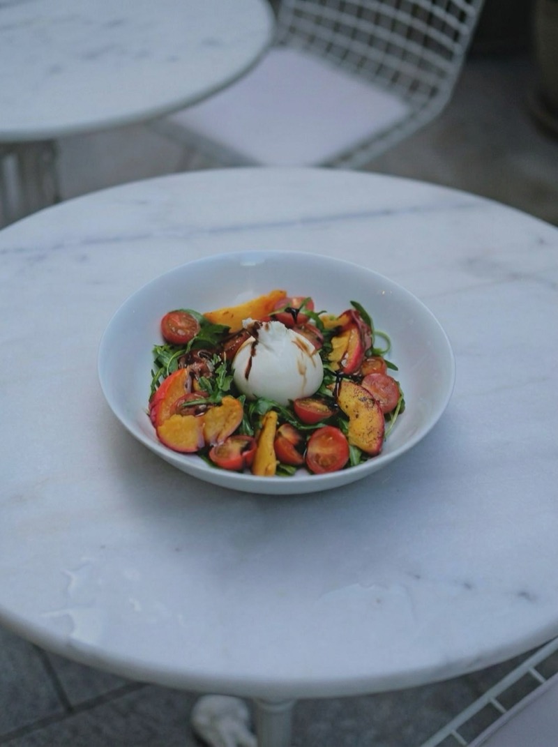 Burrata with Roasted Peaches