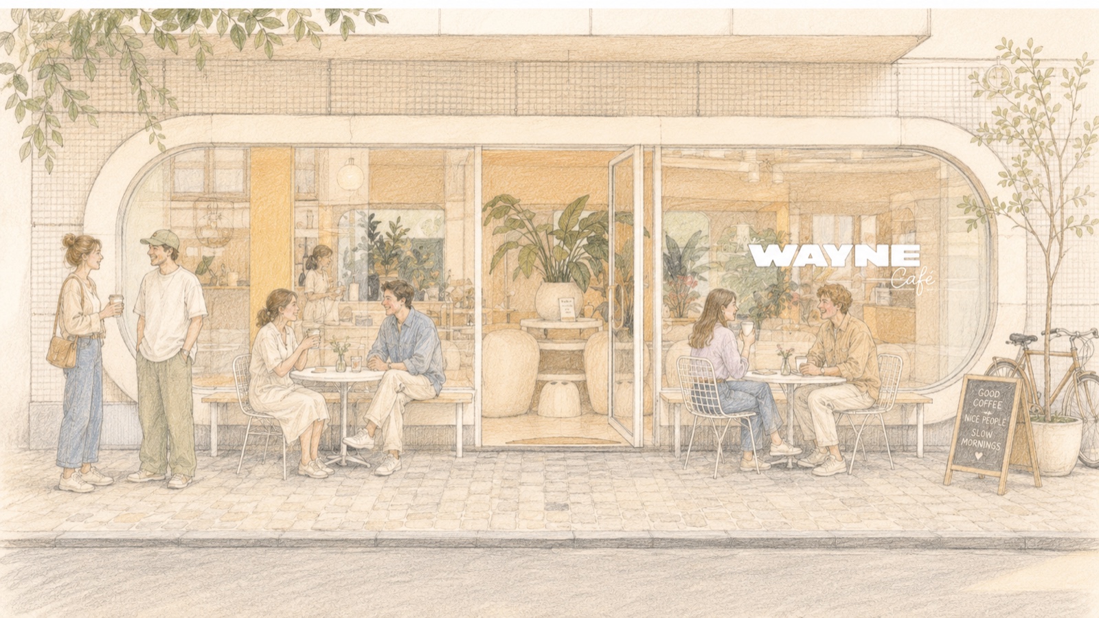 Wayne Coffee - Façade Rue Van Eyck Bruxelles